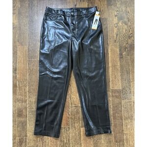 Joie Pants Womens 12‎ Black New Faux Leather Straight High Rise W33xL28 NWT
